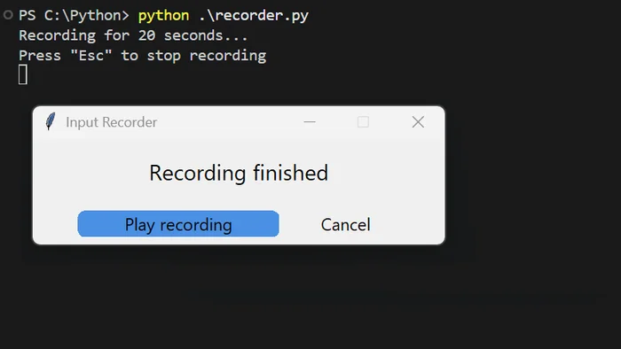 Screenshot of the Input Recorder tool interface