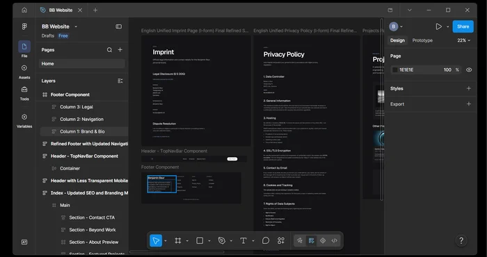 Screenshot of the Portfolio Site showing the UI design work
